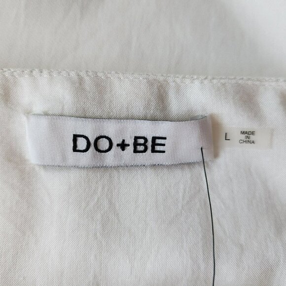 NWT Do+Be Sleeveless Off The Shoulder Pleated Ivory Blouse Top Womens Large - Picture 7 of 9